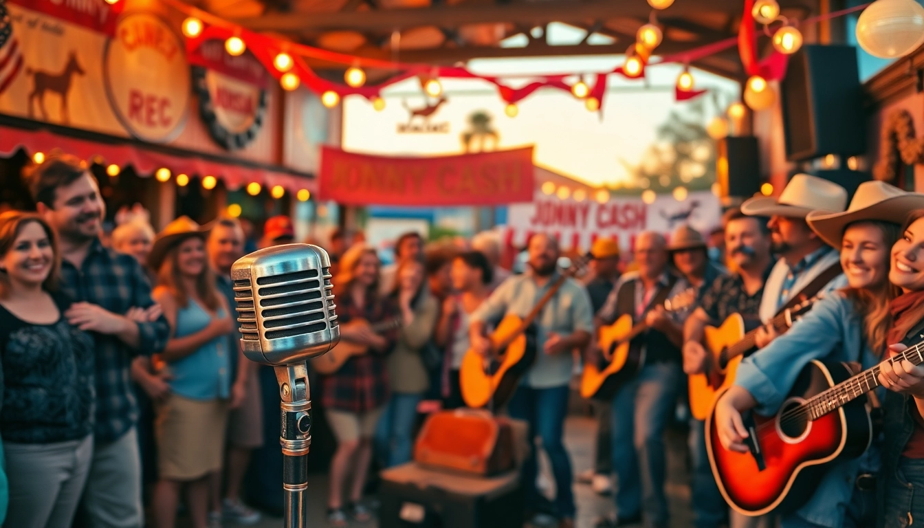 Gathering fans celebrate at the Johnny Cash birthday bash, highlighting johnnycashbirthday.com events and nostalgia.